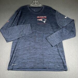New England Patriots Shirt Mens XL Blue NFL Football Nike Dri-FIT Long Sleeve